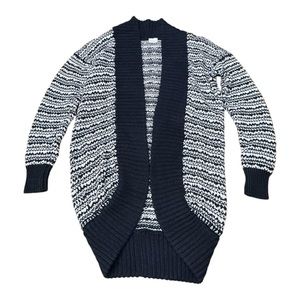 Celtic & Co Cardigan Sweater Linen Cotton Navy White Scotland Women’s Size S